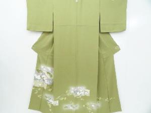 リサイクル　色留袖　金駒刺繍　重ね色紙に四季花文　五つ紋入り　着物
